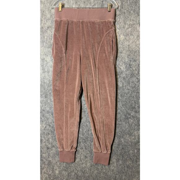 Sweaty Betty Womens Size 6 Mauve Velour High Waisted Joggers - Picture 1 of 7